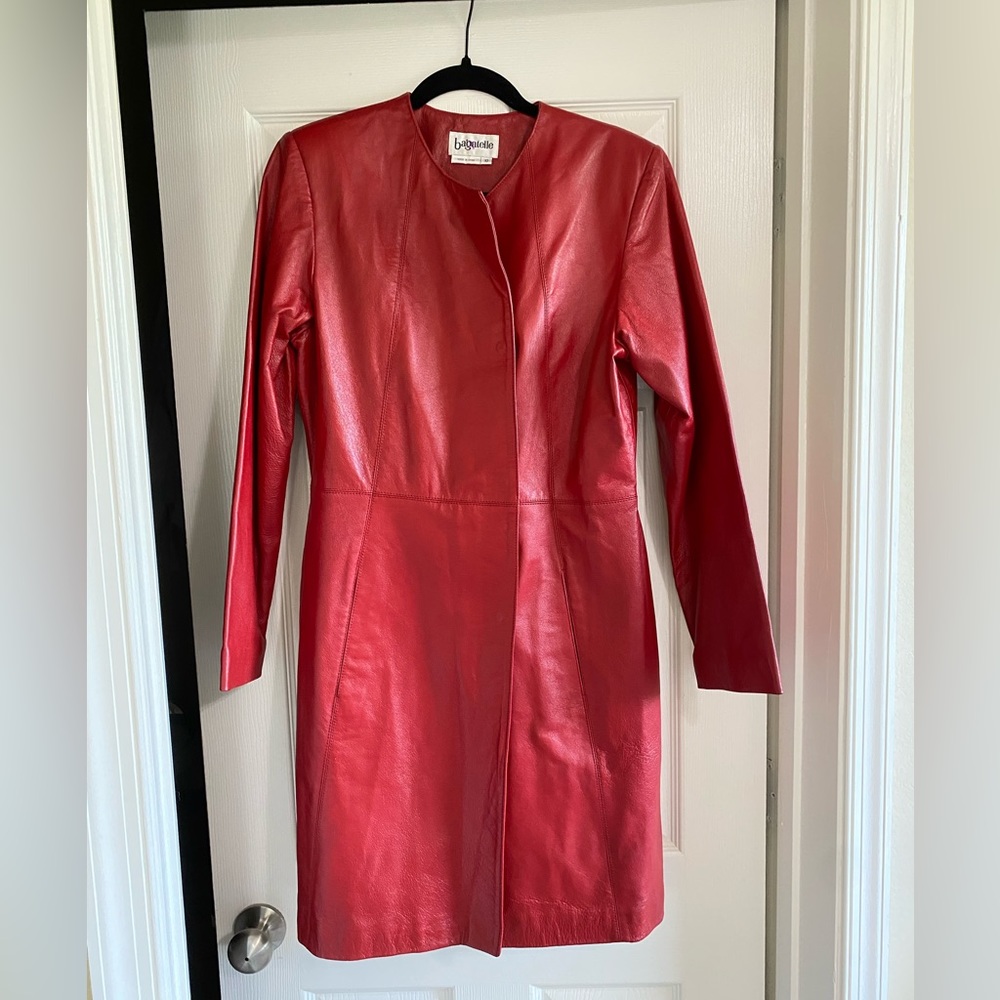 Vintage leather jacket. Size 10 in red.